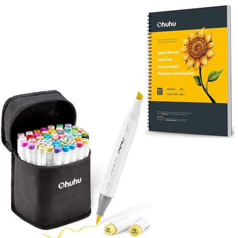 Buy Ohuhu Alcohol Brush Markers, Double Tipped Brush & Chisel Sketch ...