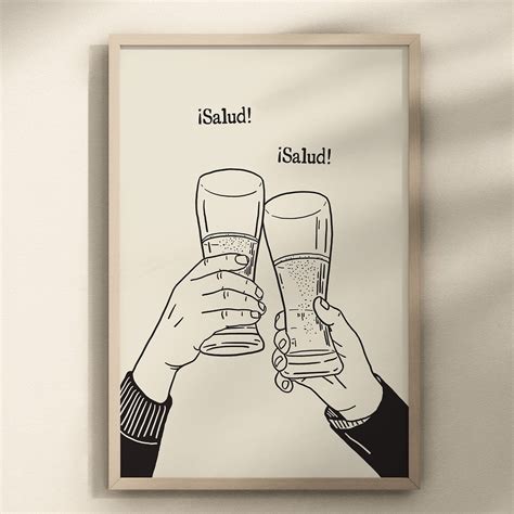Salud Print Spanish Wall Art Vintage Drinks Poster Cheers Print Mexican ...