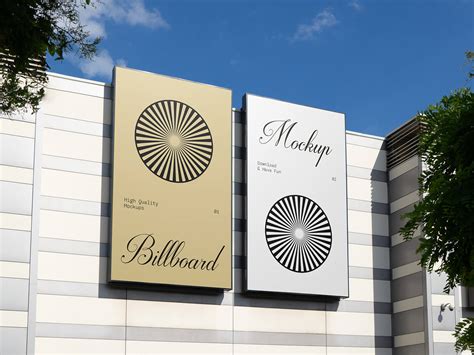 Vertical Building Billboard Mockup | Free PSD Templates