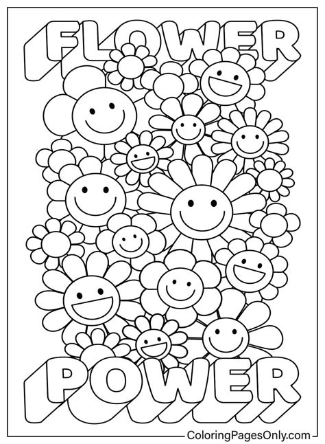 Easy Hippie Coloring Pages