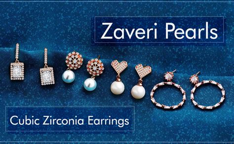 Zaveri Pearls Set of 2 Rose Gold Contemporary Cubic Zirconia Brass Stud ...