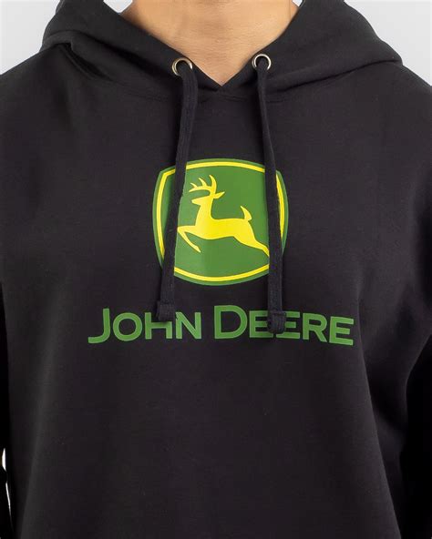 Shop John Deere Logo Fleece Hoodie In Black - Fast Shipping & Easy ...