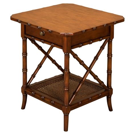 2 Silver Painted Faux Bamboo Black Lacquer End Tables at 1stDibs