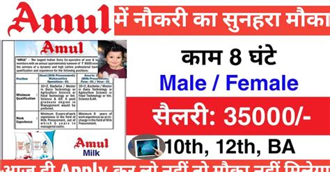 Amul Recruitment 2024 | Freshers Job Vacancy 2024 | Apply Online for ...