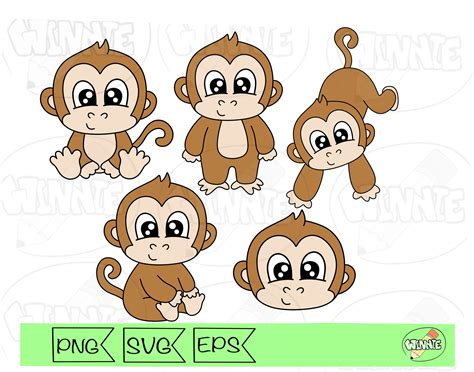 Cute Monkey Svg Clipart Monkey Clip Art Baby Safari Animal - Etsy Ireland