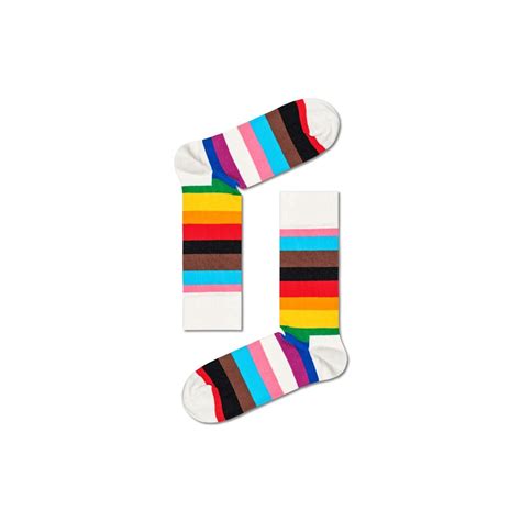 Buy Happy Socks Unisex White Pride Stripe Socks Online