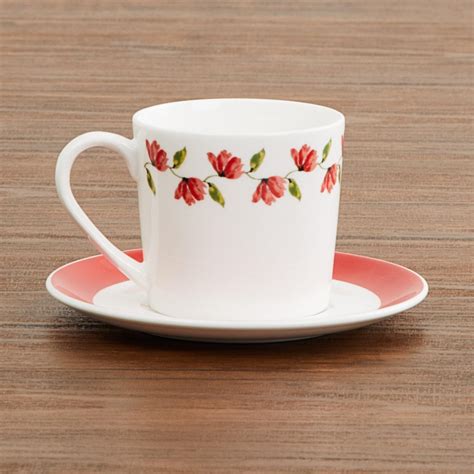 Buy Mandarin Printed Bone China Cups and Saucers - Set Of 12 Pcs. from ...