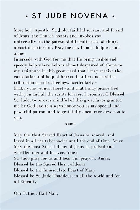 St. Jude Novena Prayer Card, 4"x6" Downloadable, Printable Prayer Card ...
