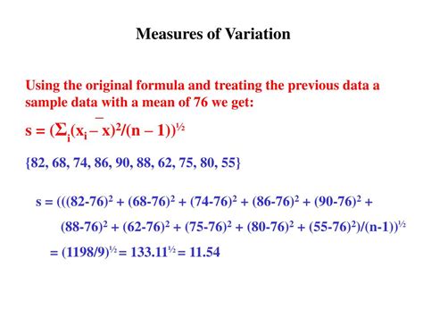 Image result for Measures of Variation Formula Example
