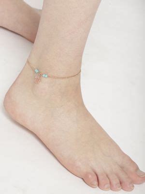 Buy OOMPH Gold Tone Turquoise Beads Bohemian Minimal Fashion Anklet for ...