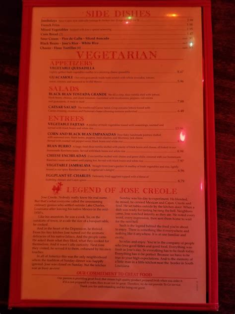 Menu at Jose Tejas restaurant, Fairfield, 647 US-46