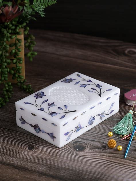 Marble Inlay Jewelry Box with Center Jali Pattern – Aapno Rajasthan