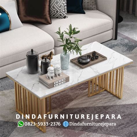 Jual COFFEE TABLE MODERN TOP MARMER -MEJA TAMU BESI GOLD-MEJA MARMER ...