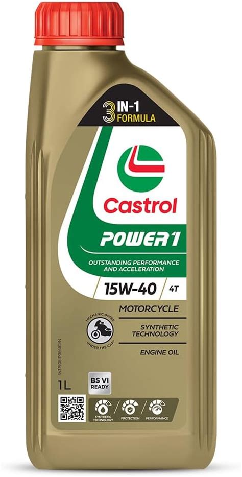 Castrol POWER1 Cruise 15W-40 4T Synthetic Engine Oil for Bikes | With 3 ...