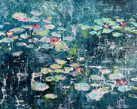 Abstract Water lily flower Original Acrylic Painting water lilies lily ...