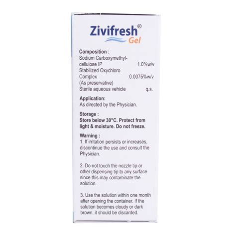 Zivifresh Gel Eye Drops 10 ml Price, Uses, Side Effects, Composition ...