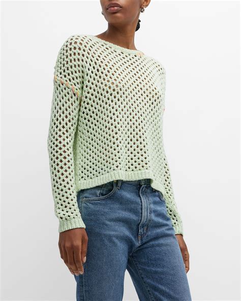 Peserico Open-Stitch Elbow-Sleeve Sequin Sweater | Neiman Marcus