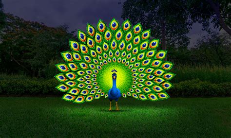Fiberglass Backlit Peacock – Glow Garden