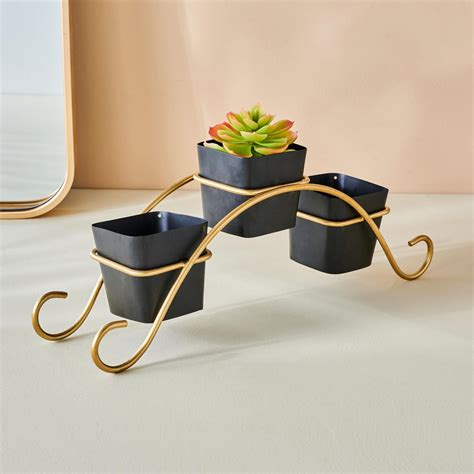 Buy Gloria Set of 3 Metal Planters with Stand from Home Centre at just ...