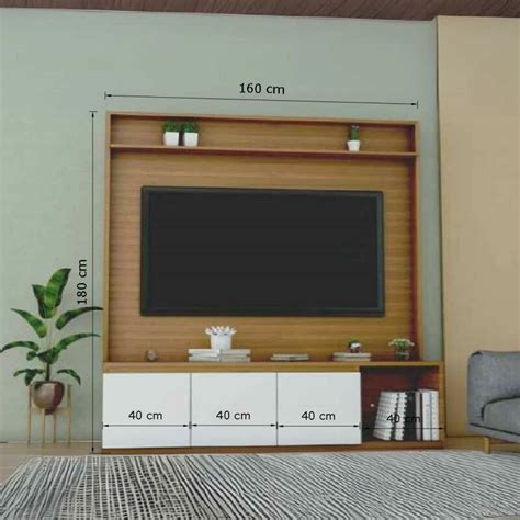 Modern Wooden TV Unit with White Cabinets and Open Shelving - Upto 60% ...