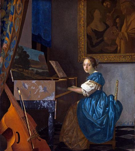 Young Woman Seated At The Virginal - Canvas Prints by Johannes Vermeer ...