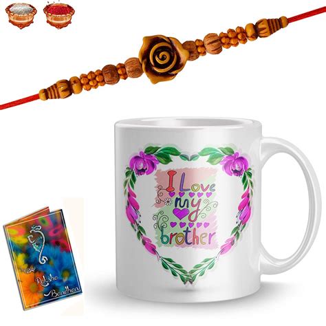 Buy Earnam ® Rakhi Mug Designer Rakhi Rakshabandhan Special Card, Roli ...