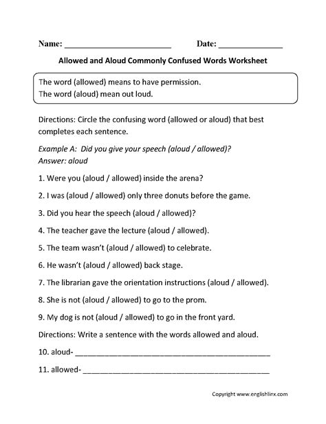 Word Usage Worksheets | Commonly Confused Words Worksheets