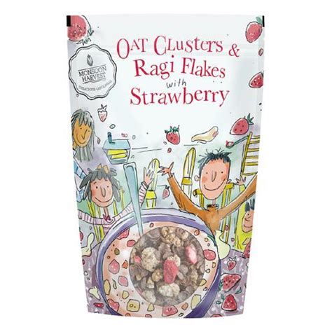 Monsoon Harvest Oat Clusters & Ragi Flakes With Strawberry, 350 g Pack ...