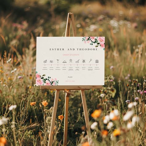 Floral Wedding Program Template, Wedding Order of Service, Wedding Ceremony Schedule, Wedding ...