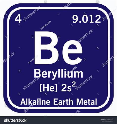 Beryllium Periodic Table Elements Vector Illustration 스톡 벡터(로열티 프리 ...