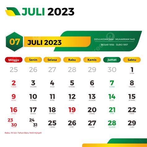 Kalender 2023 Juli Lengkap Dengan Tanggal Merah Cuti Bersama Jawa Dan ...