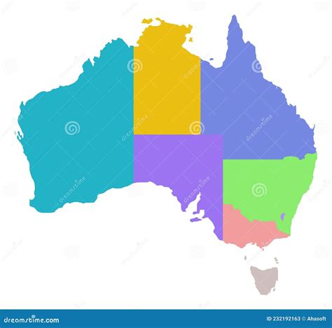 Australia Region Map Raster Illustration Stock Illustration - Illustration of political ...