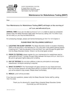 Fillable Online Maintenance for Wakefulness Testing Questionnaire - St ...