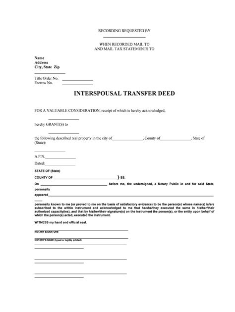 Fillable Online INTERSPOUSAL TRANSFER DEED - 4expertisecom Fax Email ...