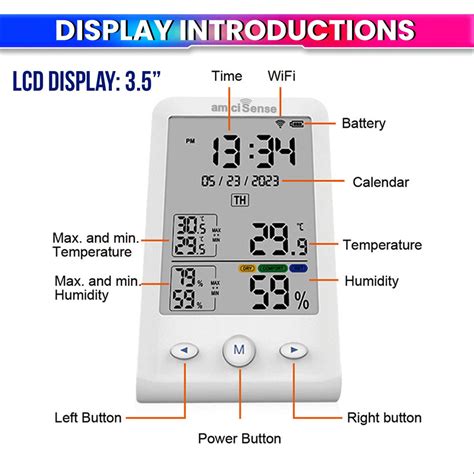 Digital Thermometer Hygrometer – Smart Temp & Humidity Monitor with Ti ...