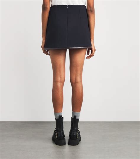 Sandro Paris Blue Leather-Detail Mini Skirt | Harrods IN