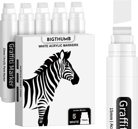 Amazon.com: BIGTHUMB Thick White Jumbo Poster Markers: 3 Pcs 15mm Wide ...