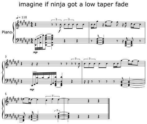 imagine if ninja got a low taper fade - Sheet music for Piano