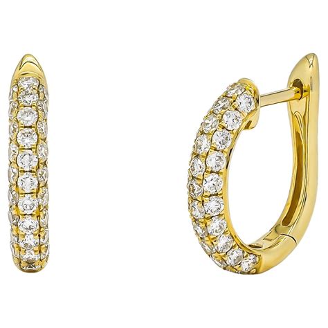 Natural Diamond 0.77CT 18 Karat Rose Gold Small Pavé Hoop Huggies ...