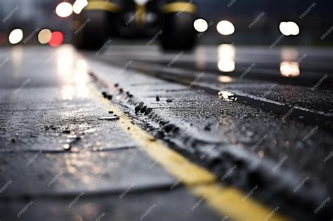 Premium Photo | A wet road with the word puddle on it