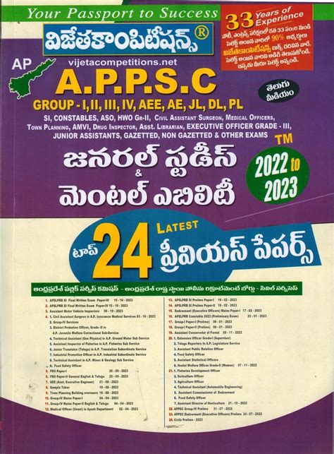 APPSC General Studies and Mental Ability Top 24 Previous Papers ( 2022 ...