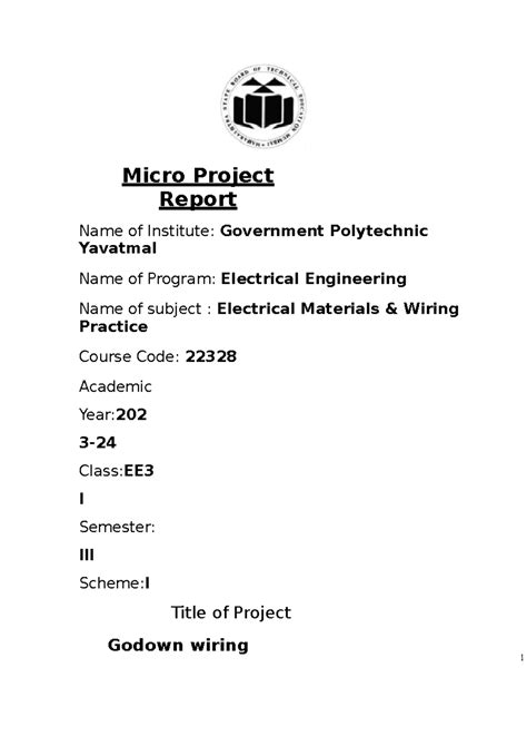 EMW Micro project - Micro Project Report Name of Institute: Government ...