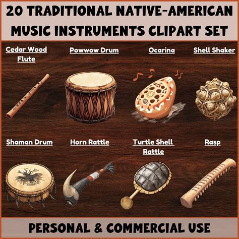 20 Native American Music Instruments Clipart Set | Indigenous Music ...