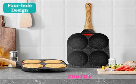 Buy ZDQTRA 4 Hole Non Stick Egg Frying pan with Detachable Wooden ...