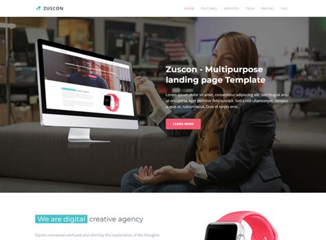 Zuscon - Responsive Multipurpose Landing Page Template | Themesdesign