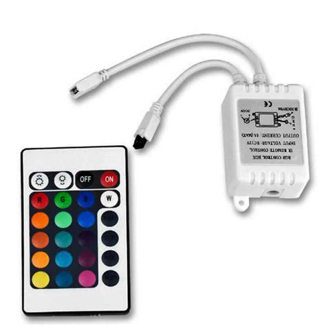 12V 5050 RGB LED Strip Controller box with 24 Key IR Remote Control ...