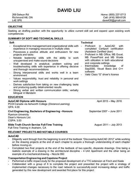 Resume - David Liu - Autocad - DGS | DOCX