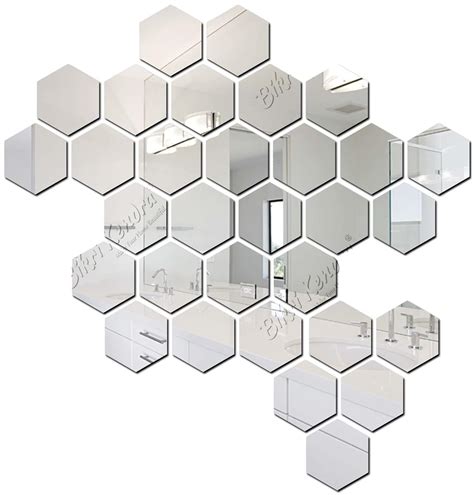 Buy Bikri Kendra Ind - 31 Hexagon Silver Mirror Stickers for Wall ...