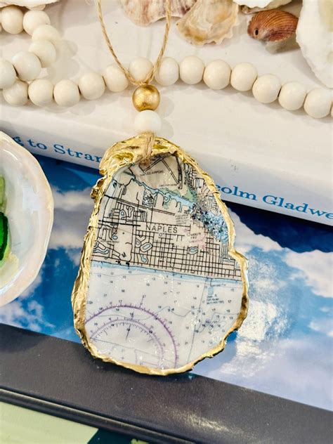 Naples Florida Map Oyster Shell Ornament, Present Topper, Hostess. Gift ...
