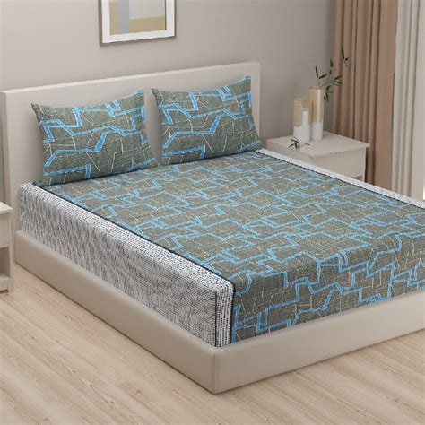 Buy SWAYAM Midas Monalisa Cotton 120TC Printed 3Pcs Queen Bedsheet Set ...